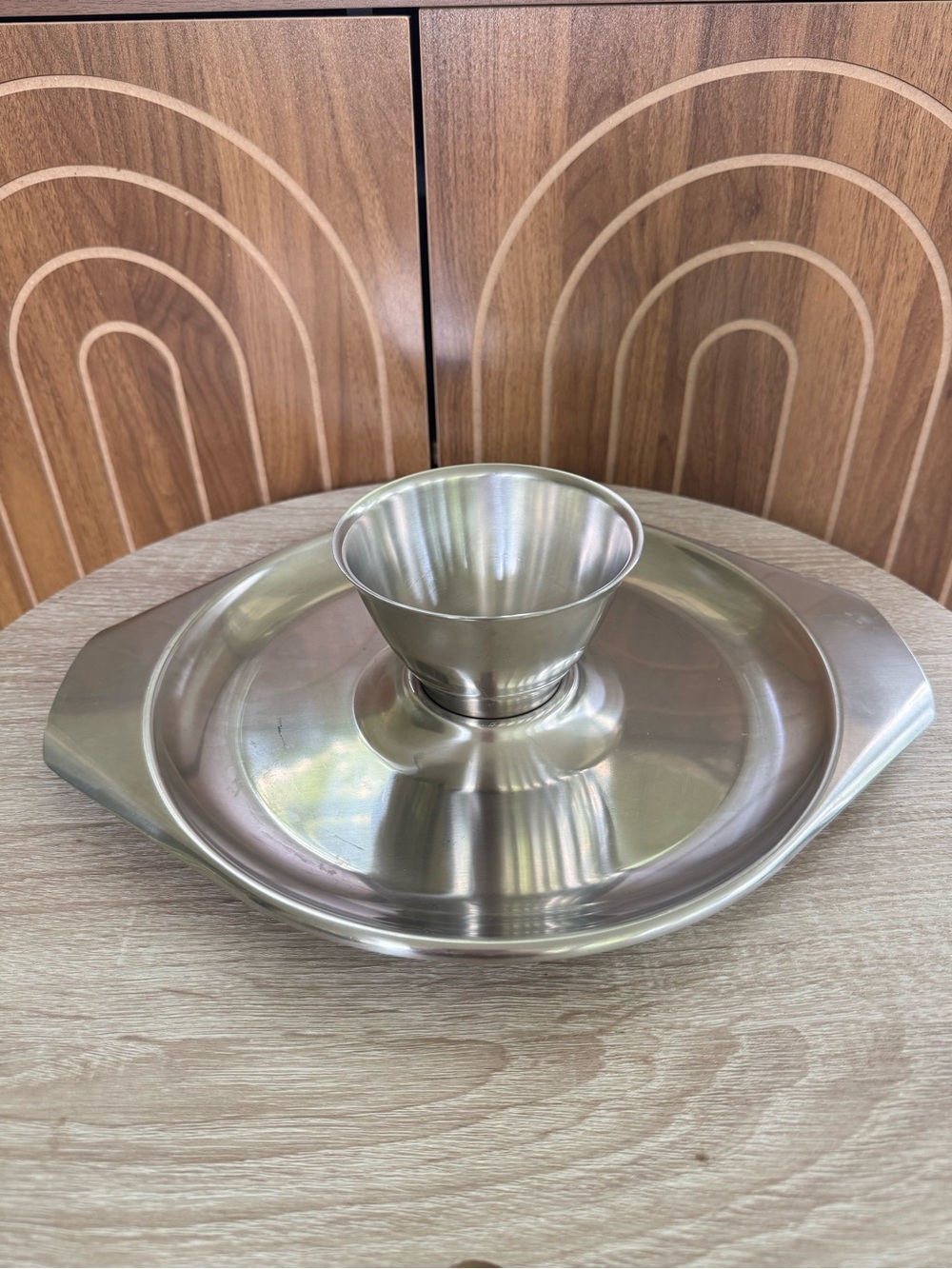 VTG Kalmar Denmark Stainless Steel Dip Serving Platter with Center Bowl